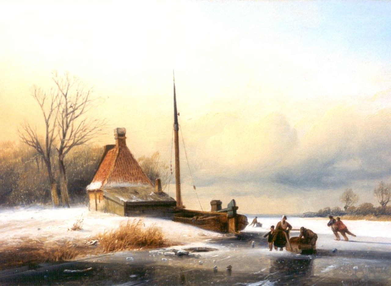 Parré M.  | Matthias Parré, Winterpret, olieverf op paneel 26,3 x 36,2 cm, gesigneerd rechtsonder