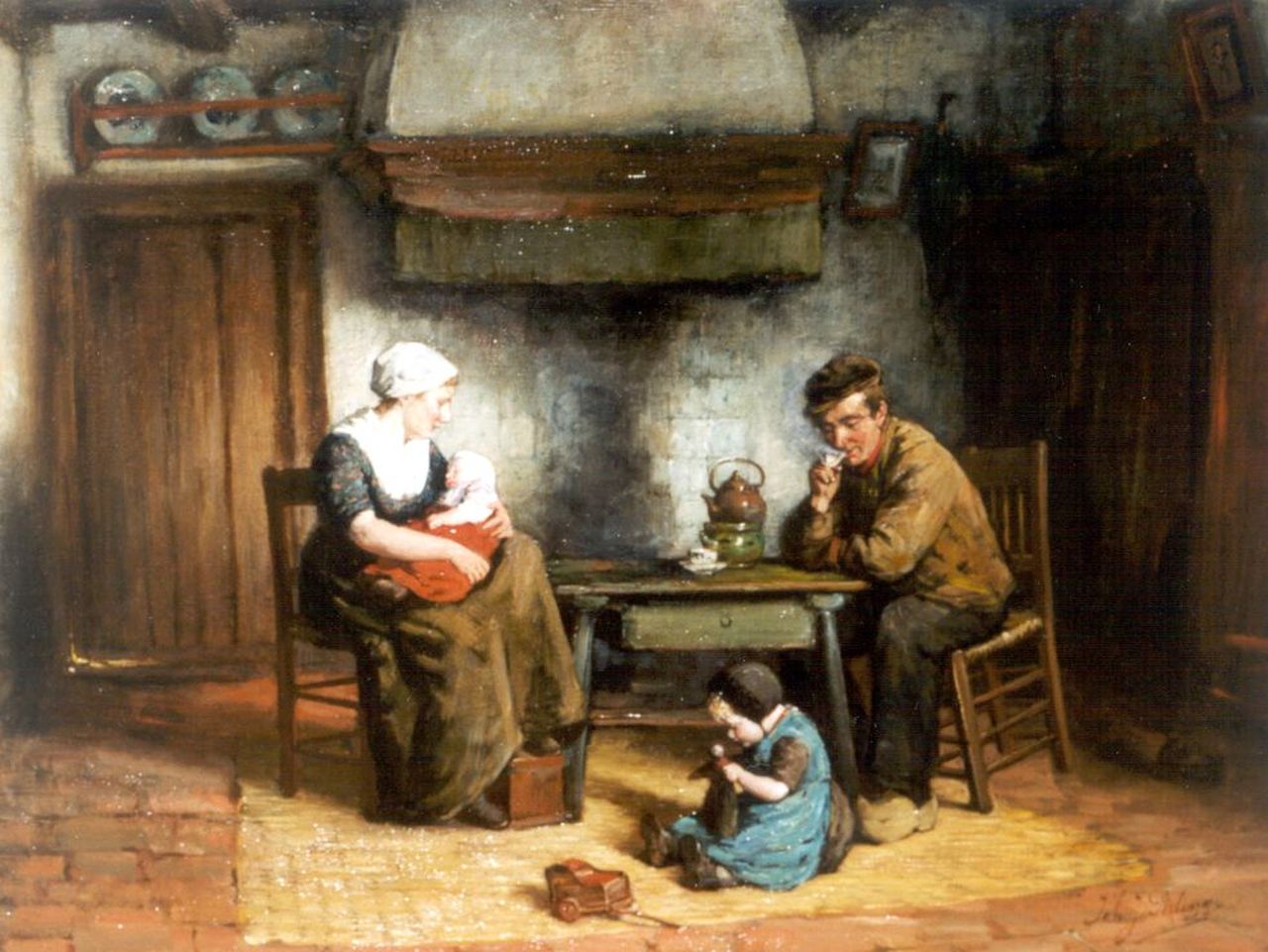 Paling J.J. | Johannes Jacobus Paling, Familiegeluk, olieverf op doek 54,5 x 71,0 cm, gesigneerd rechtsonder Paling J.J. | Johannes Jacobus Paling, Familiegeluk, olieverf op doek 54,5 x 71,0 cm, gesigneerd rechtsonder