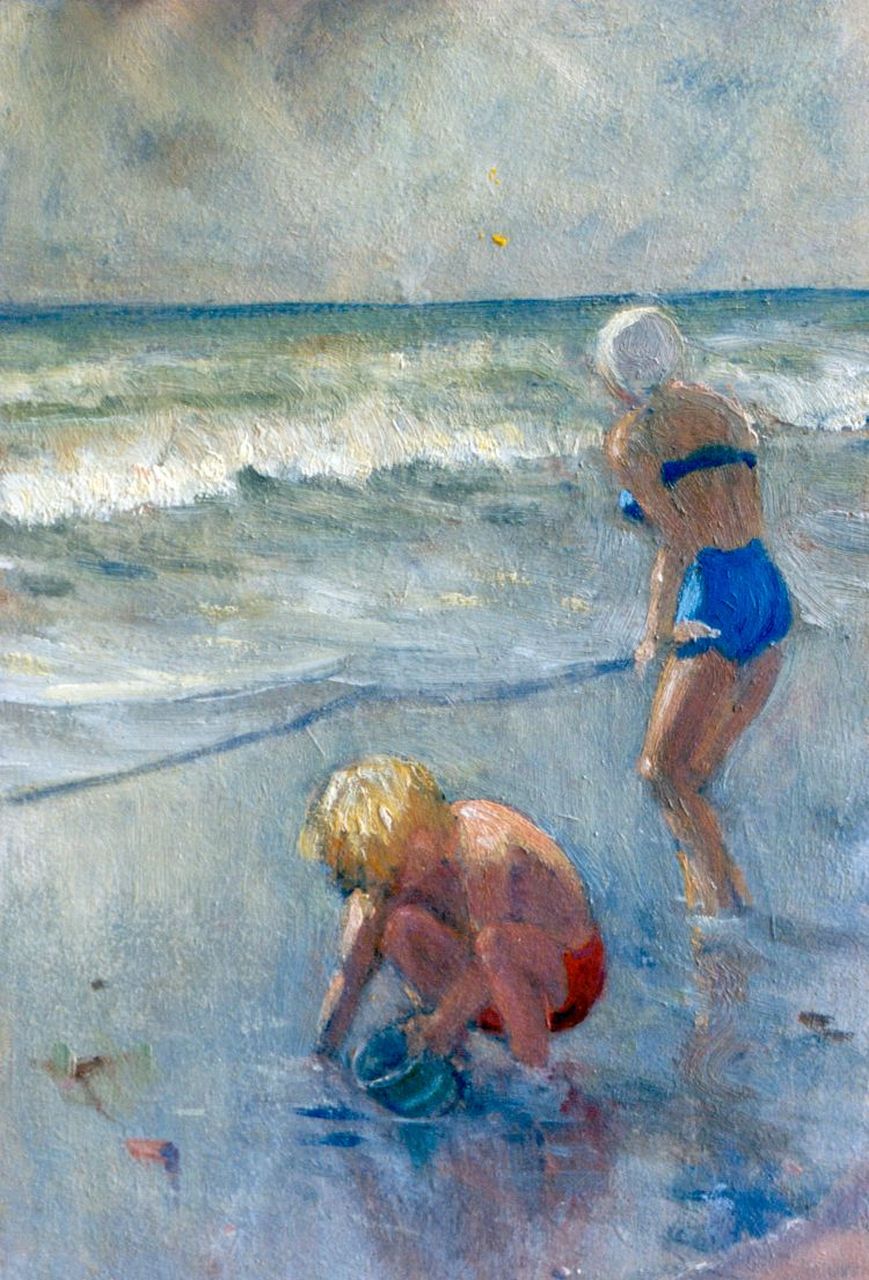 Wichers H.A.L. | Hendrik Arend Ludolf 'Hal' Wichers, Aan zee, olieverf op schildersboard 30,0 x 20,0 cm, gesigneerd rechtsonder en gedateerd 1952 Wichers H.A.L. | Hendrik Arend Ludolf 'Hal' Wichers, Aan zee, olieverf op schildersboard 30,0 x 20,0 cm, gesigneerd rechtsonder en gedateerd 1952