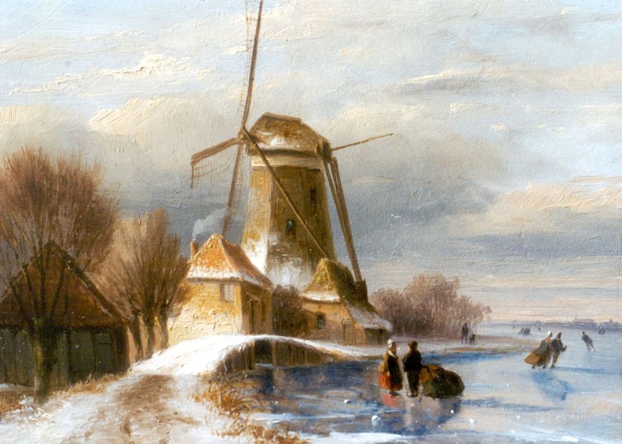 Roosenboom N.J. | Nicolaas Johannes Roosenboom, Schaatsers bij een molen, olieverf op paneel 14,5 x 19,2 cm, gesigneerd linksonder (vaag) Roosenboom N.J. | Nicolaas Johannes Roosenboom, Schaatsers bij een molen, olieverf op paneel 14,5 x 19,2 cm, gesigneerd linksonder (vaag)
