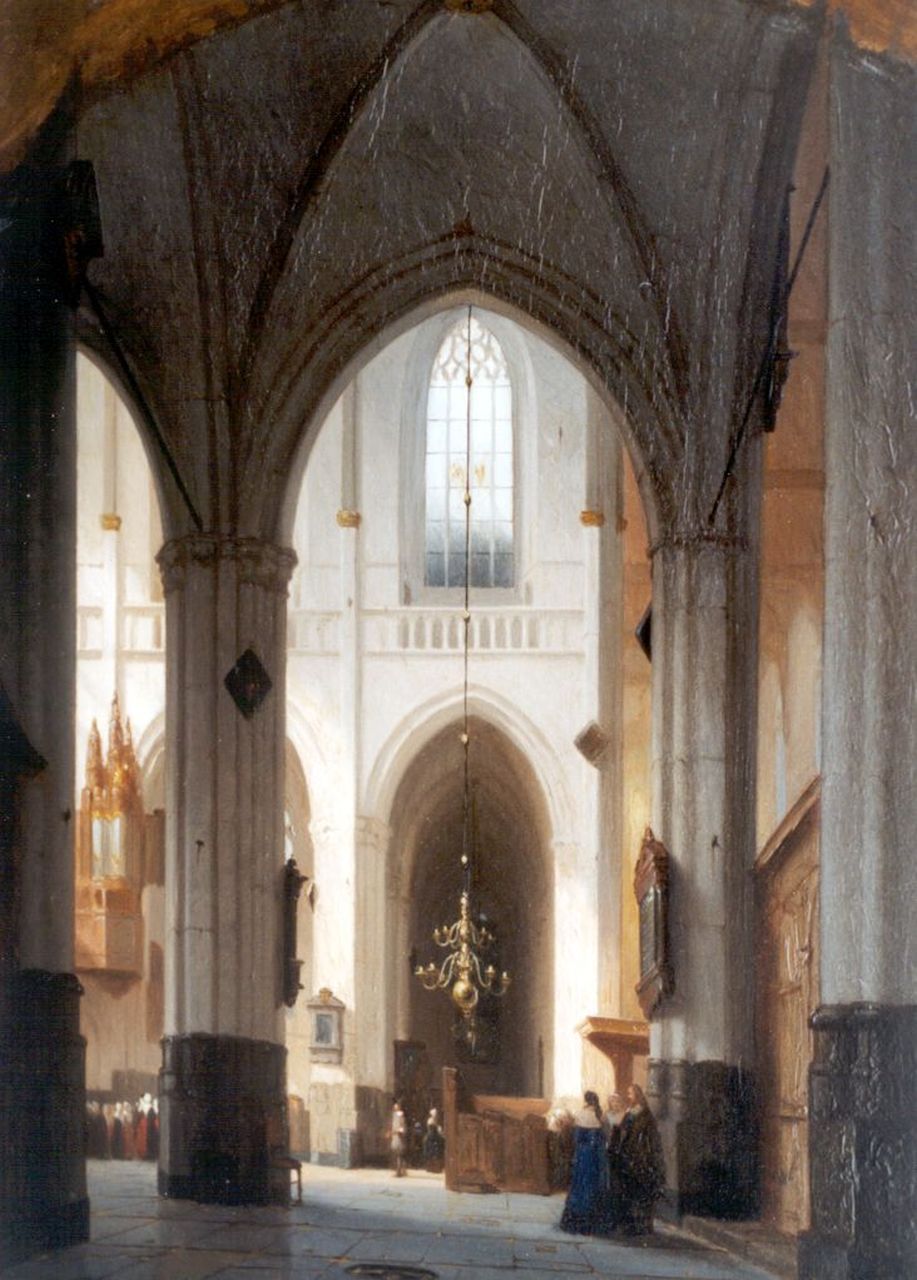 Schenkel J.J. | Jan Jacob Schenkel, Interieur van de Nieuwe Kerk in Amsterdam, olieverf op paneel 48,0 x 36,0 cm, gesigneerd rechtsonder Schenkel J.J. | Jan Jacob Schenkel, Interieur van de Nieuwe Kerk in Amsterdam, olieverf op paneel 48,0 x 36,0 cm, gesigneerd rechtsonder