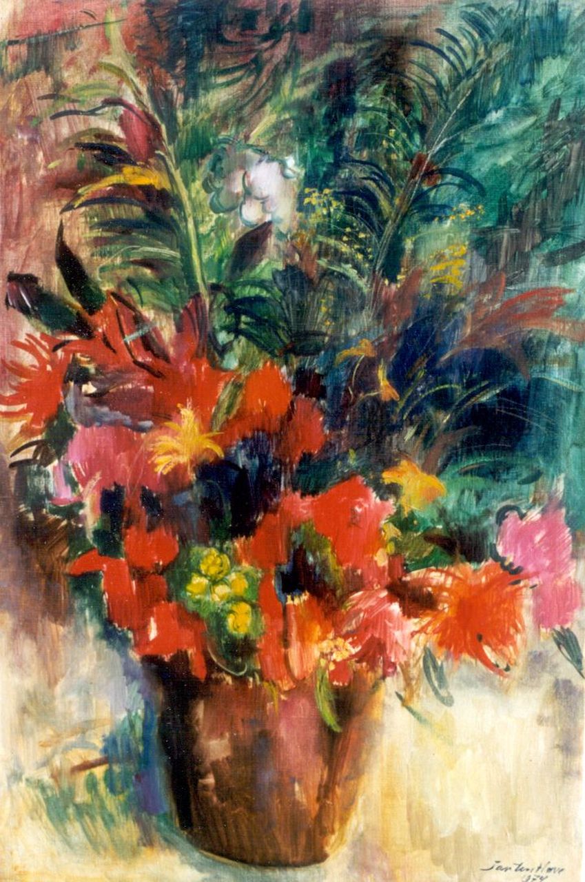 Have J. ten | Jan ten Have, Bloemstilleven, olieverf op doek 90,2 x 60,2 cm, gesigneerd rechtsonder en gedateerd 1974