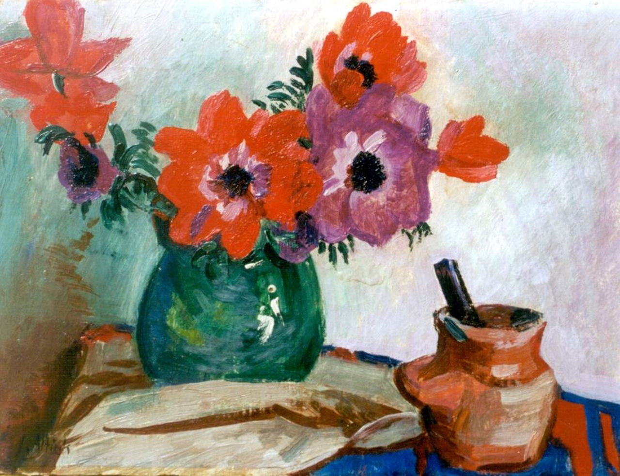 Altink J. | Jan Altink, Stilleven met anemonen, olieverf op doek 30,3 x 40,0 cm, gesigneerd linksonder Altink J. | Jan Altink, Stilleven met anemonen, olieverf op doek 30,3 x 40,0 cm, gesigneerd linksonder