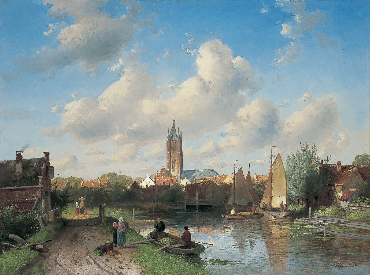 Leickert C.H.J. | 'Charles' Henri Joseph Leickert, Zomers riviergezicht bij een stad, olieverf op paneel 41,6 x 56,2 cm, gesigneerd rechtsonder en gedateerd '72 Leickert C.H.J. | 'Charles' Henri Joseph Leickert, Zomers riviergezicht bij een stad, olieverf op paneel 41,6 x 56,2 cm, gesigneerd rechtsonder en gedateerd '72