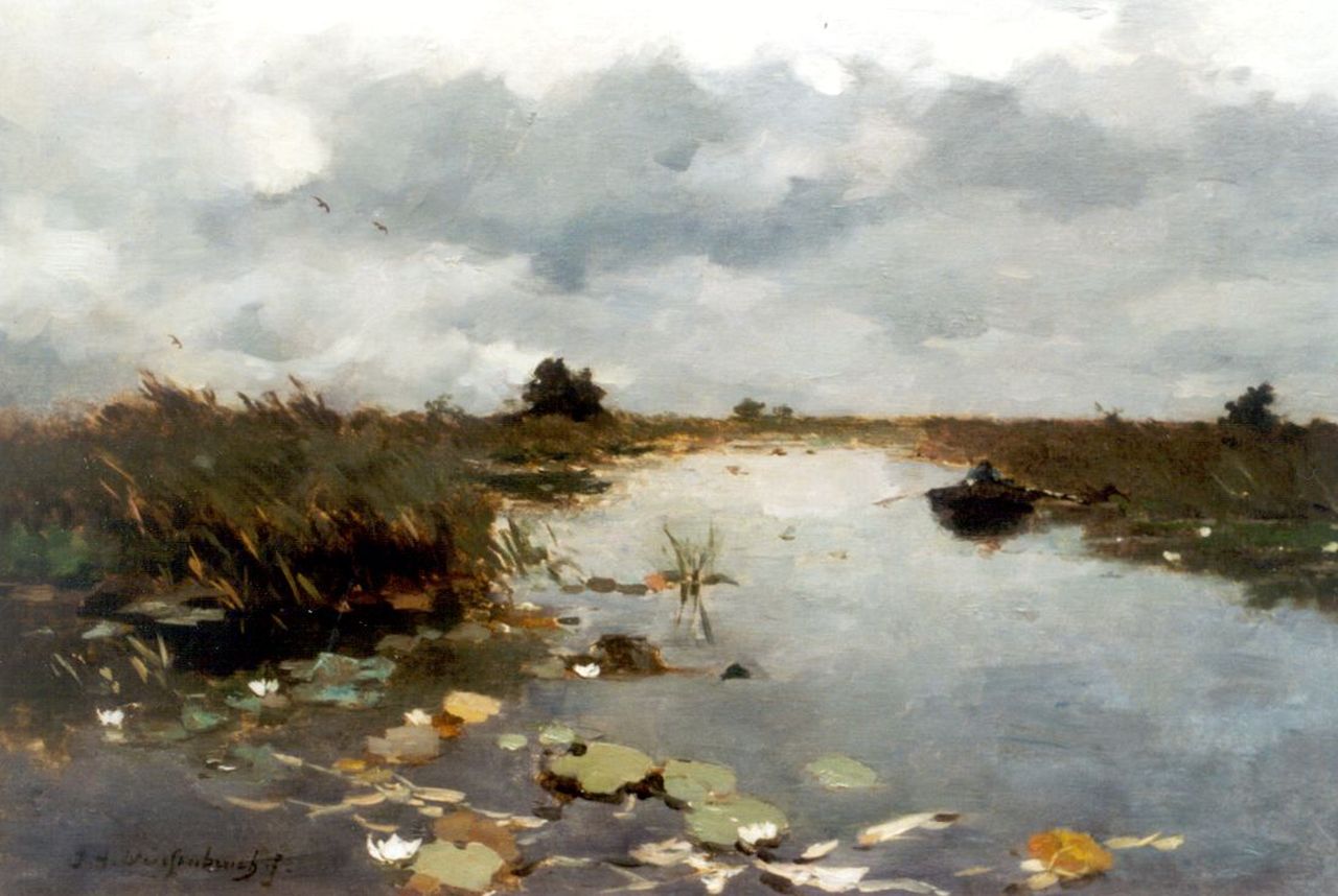 Weissenbruch H.J.  | Hendrik Johannes 'J.H.' Weissenbruch, Polderlandschap bij Kortenhoef, olieverf op doek 50,5 x 70,0 cm, gesigneerd linksonder