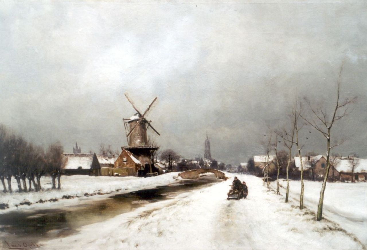 Apol L.F.H. | Lodewijk Franciscus Hendrik 'Louis' Apol, Delft in de winter, olieverf op doek 56,0 x 80,2 cm Apol L.F.H. | Lodewijk Franciscus Hendrik 'Louis' Apol, Delft in de winter, olieverf op doek 56,0 x 80,2 cm