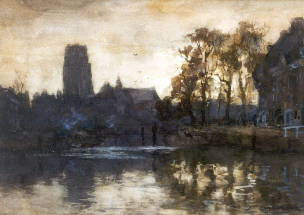 Mastenbroek J.H. van | Johan Hendrik van Mastenbroek, Avondstemming bij de St. Laurenskerk, Rotterdam, aquarel op papier 37,0 x 51,0 cm, gesigneerd rechtsonder en verso en gedateerd 1906 Mastenbroek J.H. van | Johan Hendrik van Mastenbroek, Avondstemming bij de St. Laurenskerk, Rotterdam, aquarel op papier 37,0 x 51,0 cm, gesigneerd rechtsonder en verso en gedateerd 1906