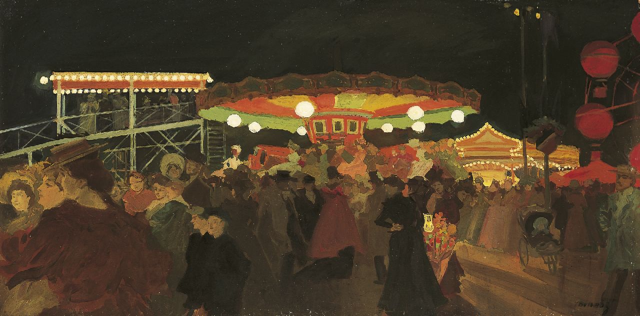 Minartz A.G.  | Antoine Guillaume 'Tony' Minartz, Kermisfeest, olieverf op schildersboard 40,2 x 79,7 cm, gesigneerd rechtsonder