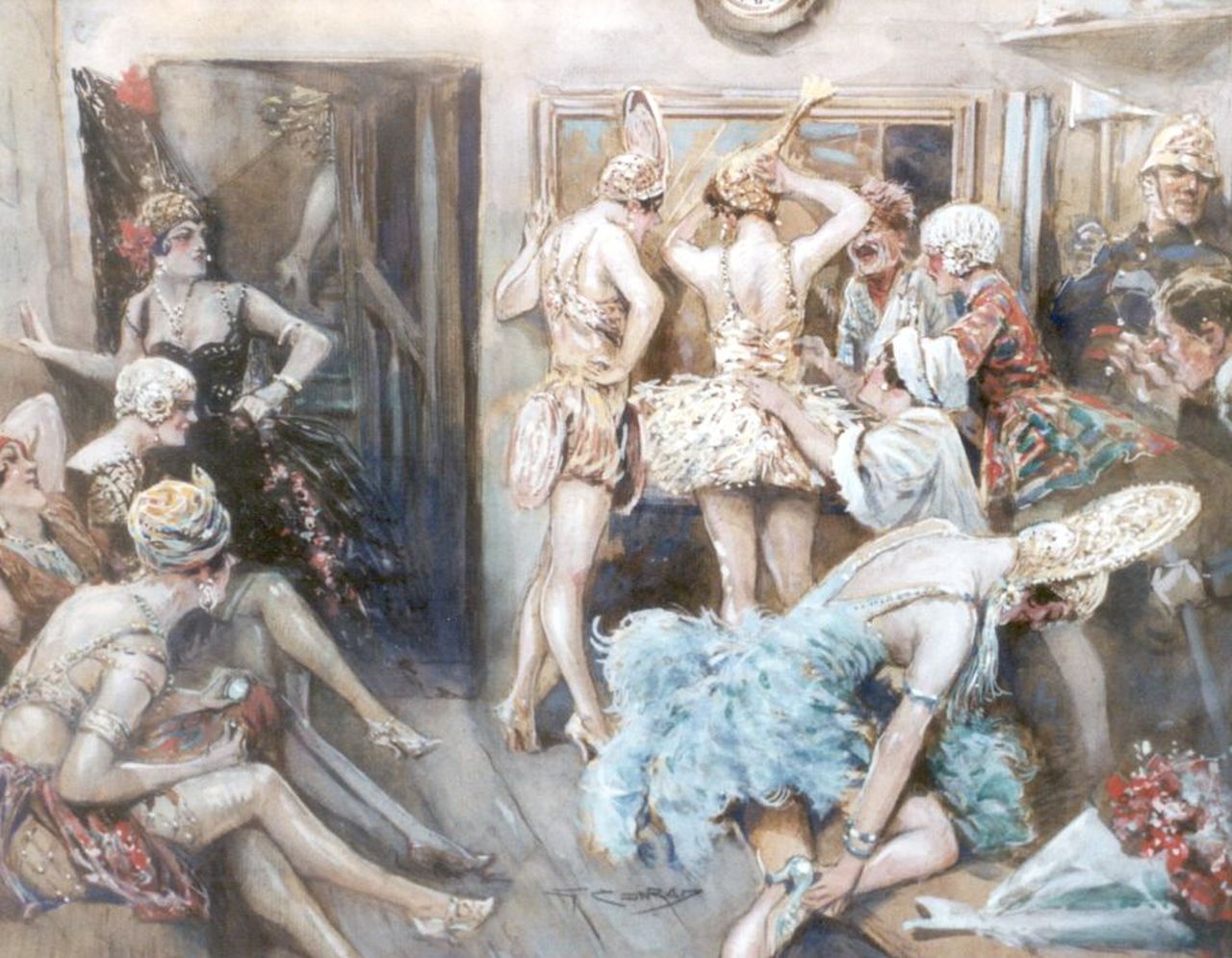 Conrad G. | Georges Conrad, Les Folies Bergère, Rouen, krijt en aquarel op papier 41,7 x 53,3 cm, gesigneerd middenonder en gedateerd l.o. 2-1929 Conrad G. | Georges Conrad, Les Folies Bergère, Rouen, krijt en aquarel op papier 41,7 x 53,3 cm, gesigneerd middenonder en gedateerd l.o. 2-1929