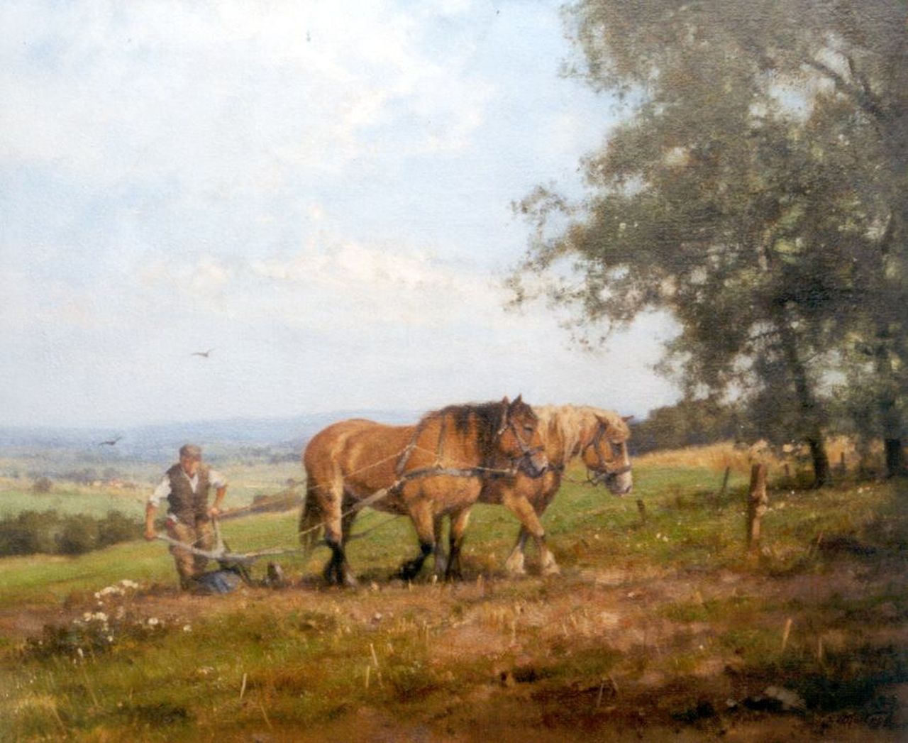 Holtrup J. | Jan Holtrup, Ploegende paarden bij Groesbeek, olieverf op doek 50,2 x 60,0 cm, gesigneerd rechtsonder en verso Holtrup J. | Jan Holtrup, Ploegende paarden bij Groesbeek, olieverf op doek 50,2 x 60,0 cm, gesigneerd rechtsonder en verso