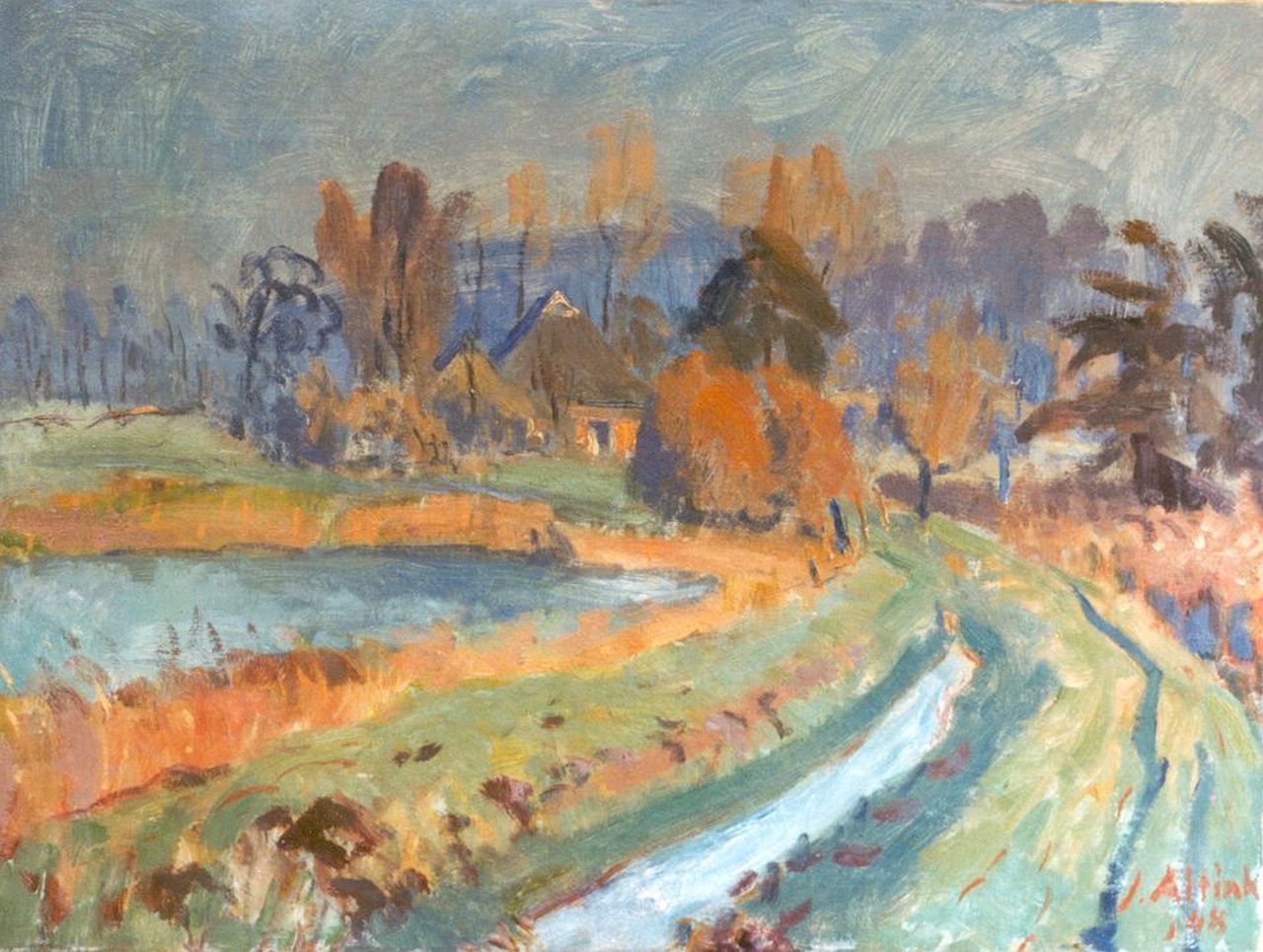 Altink J. | Jan Altink, Gronings landschap, olieverf op doek 60,2 x 80,0 cm, gesigneerd rechtsonder en gedateerd '48 Altink J. | Jan Altink, Gronings landschap, olieverf op doek 60,2 x 80,0 cm, gesigneerd rechtsonder en gedateerd '48