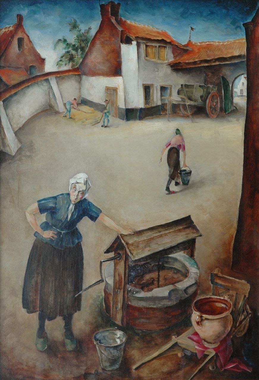 Kruizinga D. | Dirk Kruizinga, Boerenerf, olieverf op doek 76,0 x 52,4 cm, gesigneerd rechtsonder Kruizinga D. | Dirk Kruizinga, Boerenerf, olieverf op doek 76,0 x 52,4 cm, gesigneerd rechtsonder