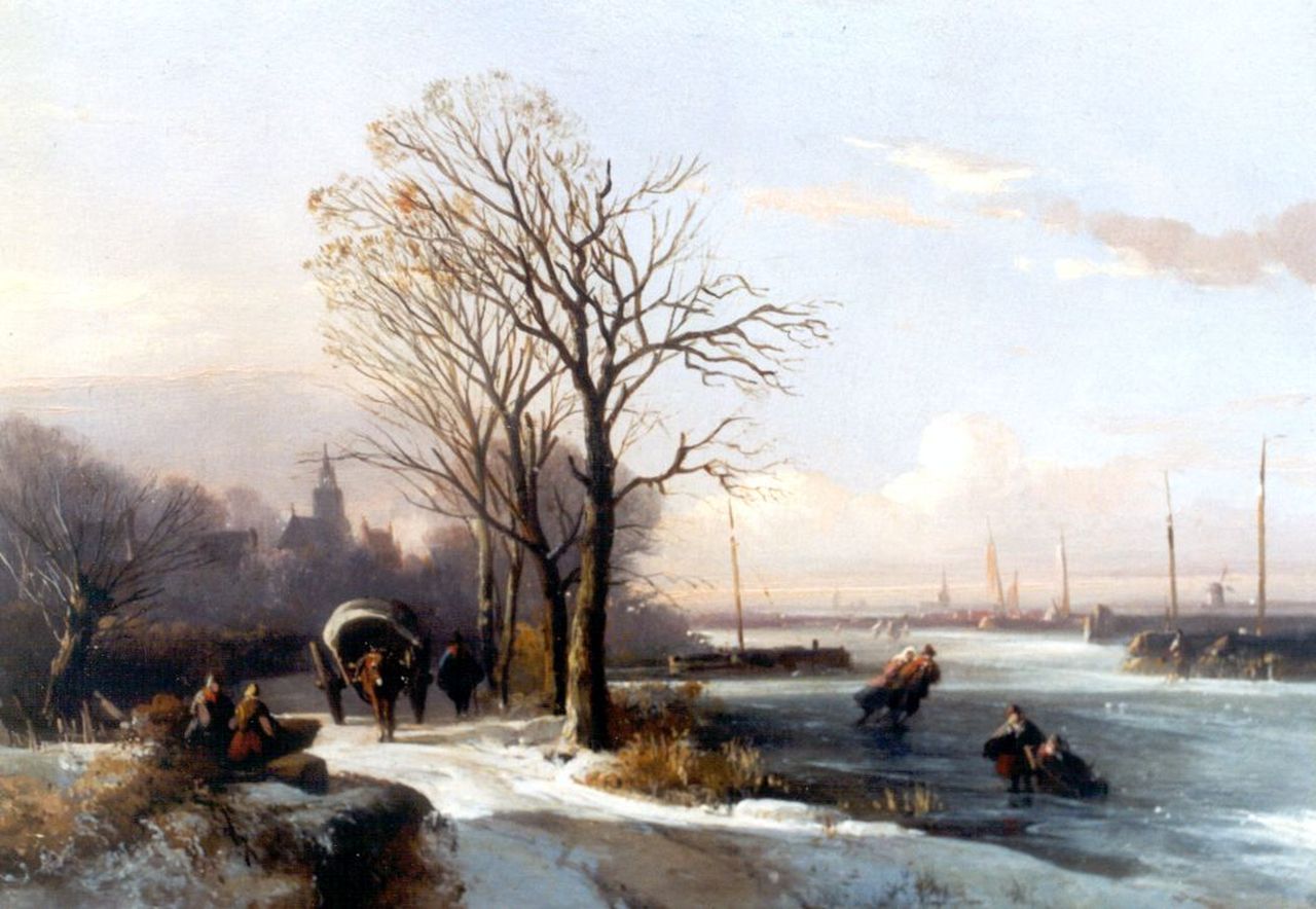 Wayen Pieterszen A. van der | Abraham van der Wayen Pieterszen, Winters landschap met schaatsers op bevroren rivier, olieverf op paneel 23,8 x 33,9 cm, gesigneerd links van het midden. Wayen Pieterszen A. van der | Abraham van der Wayen Pieterszen, Winters landschap met schaatsers op bevroren rivier, olieverf op paneel 23,8 x 33,9 cm, gesigneerd links van het midden.