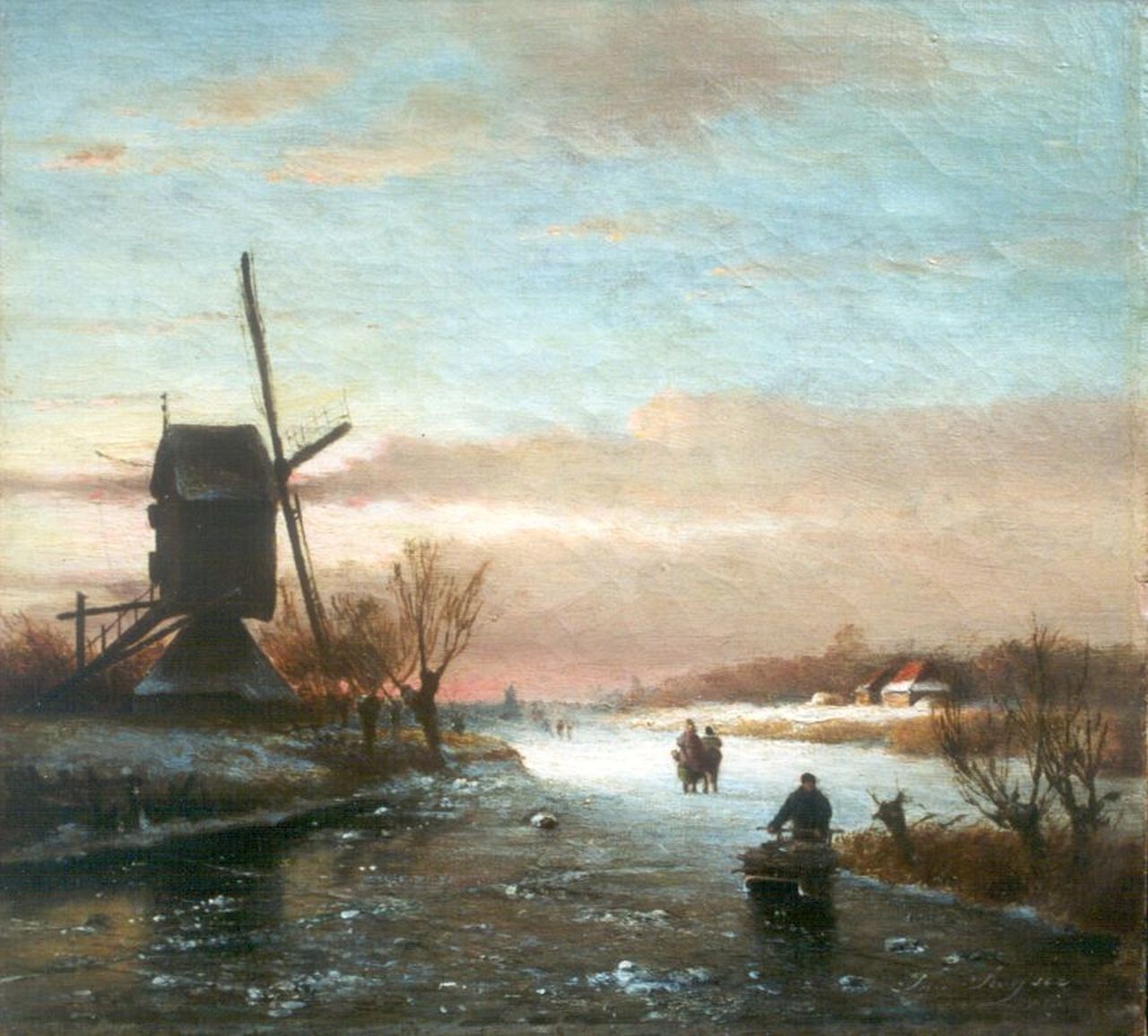 Swijser J.J.H. | Johannes Jacob Hendrik 'Jan' Swijser, Winterlandschap met schaatsers, olieverf op doek 31,2 x 32,8 cm, gesigneerd rechtsonder en gedateerd 1886 Swijser J.J.H. | Johannes Jacob Hendrik 'Jan' Swijser, Winterlandschap met schaatsers, olieverf op doek 31,2 x 32,8 cm, gesigneerd rechtsonder en gedateerd 1886