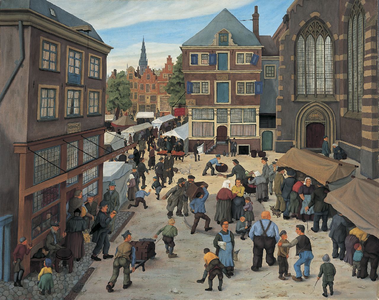Hooijberg E. | Elbert Hooijberg, Boerenmarkt, olieverf op doek 72,0 x 90,3 cm, gesigneerd linksonder en gedateerd '37 Hooijberg E. | Elbert Hooijberg, Boerenmarkt, olieverf op doek 72,0 x 90,3 cm, gesigneerd linksonder en gedateerd '37