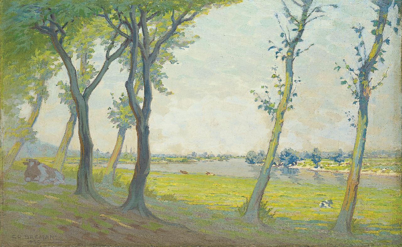Breman A.J. | Ahazueros Jacobus 'Co' Breman, Salland, zomermorgen, olieverf op doek 44,5 x 70,5 cm, gesigneerd linksonder en gedateerd 1935 Breman A.J. | Ahazueros Jacobus 'Co' Breman, Salland, zomermorgen, olieverf op doek 44,5 x 70,5 cm, gesigneerd linksonder en gedateerd 1935