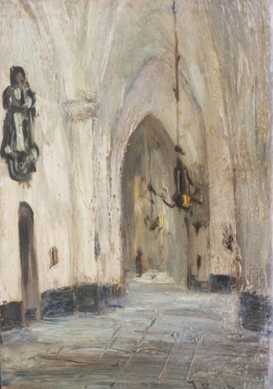 Bosboom J.  | Johannes Bosboom, Kerkinterieur, olieverf op paneel 12,5 x 8,8 cm, gesigneerd rechtsonder