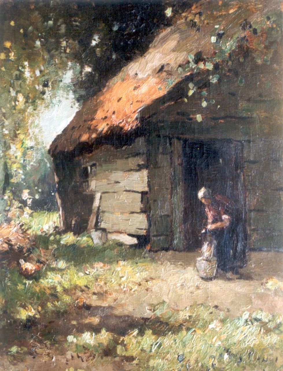 Knikker A. | Aris Knikker, Boerenerf in de zomer, olieverf op doek 40,4 x 30,3 cm, gesigneerd rechtsonder met pseudoniem 'H. Endlich' Knikker A. | Aris Knikker, Boerenerf in de zomer, olieverf op doek 40,4 x 30,3 cm, gesigneerd rechtsonder met pseudoniem 'H. Endlich'
