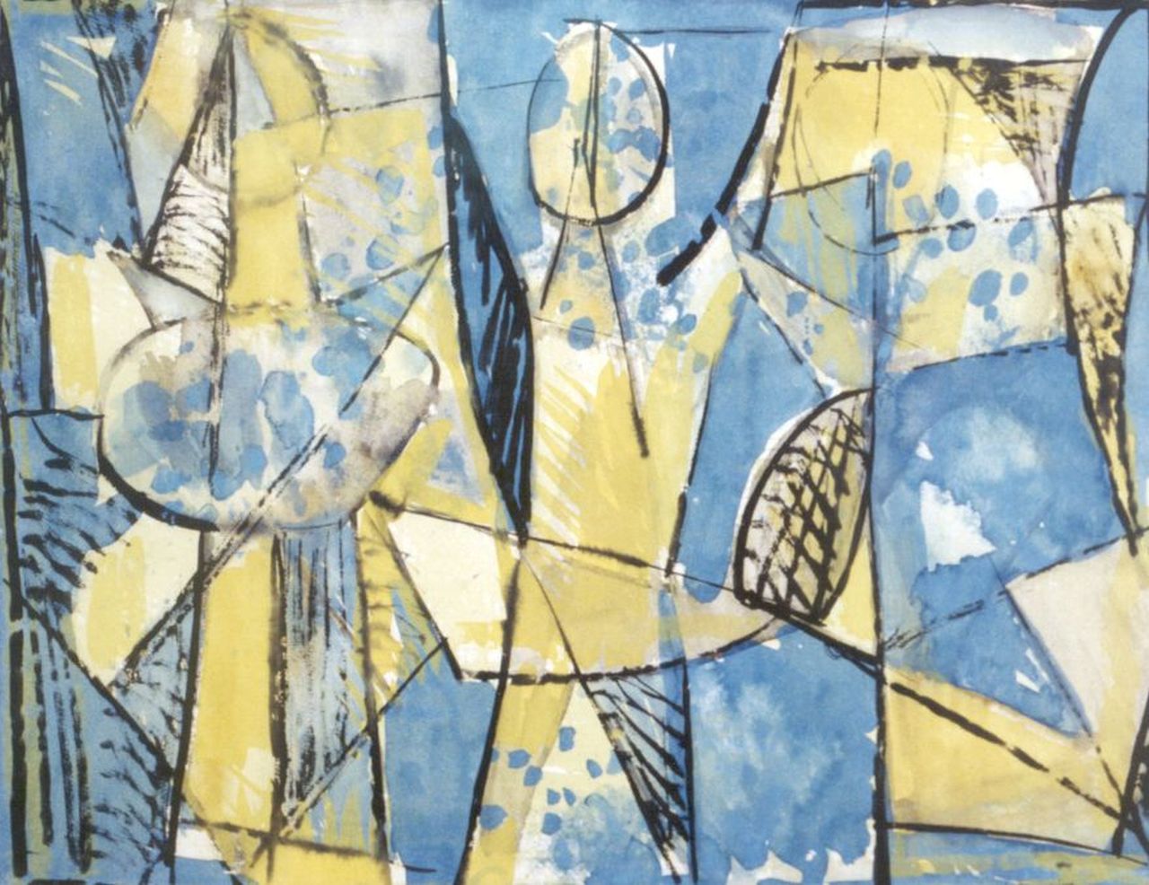 Moor C.N.E. de | Christiaan Nicolaas Everard 'Chris' de Moor, Compositie, gouache op papier 47,0 x 59,8 cm, gesigneerd rechtsonder en gedateerd '59 Moor C.N.E. de | Christiaan Nicolaas Everard 'Chris' de Moor, Compositie, gouache op papier 47,0 x 59,8 cm, gesigneerd rechtsonder en gedateerd '59