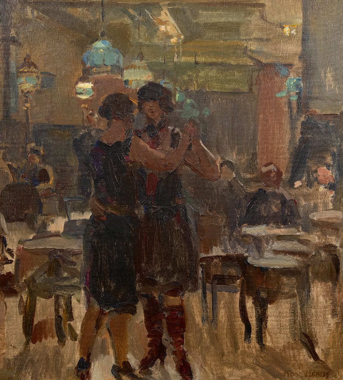 Israels I.L.  | 'Isaac' Lazarus Israels, Theatercafé Scala, Den Haag, olieverf op doek 65,0 x 58,0 cm, gesigneerd rechtsonder en te dateren 1927-1934