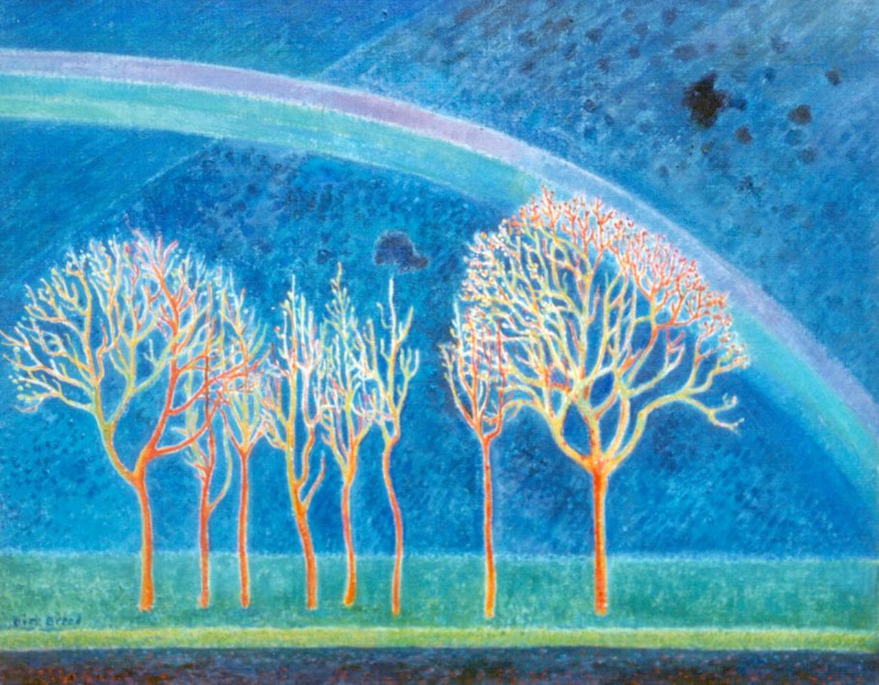 Breed D.C.  | 'Dirk' Cornelis Breed, Landschap met regenboog, olieverf op doek 40,0 x 50,0 cm, gesigneerd linksonder en verso op spieraam