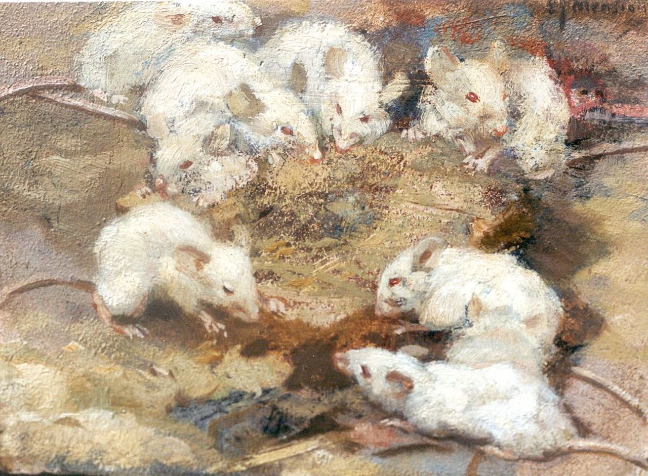Mension C.J.  | Cornelis Jan Mension, Muizenmaal, olieverf op paneel 15,8 x 19,0 cm, gesigneerd rechtsboven