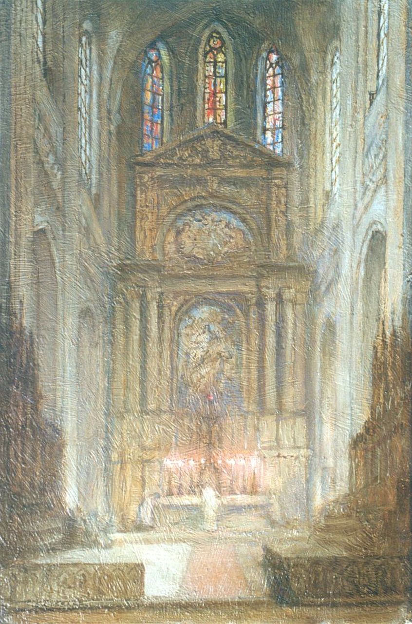 Cossaar J.C.W.  | Jacobus Cornelis Wyand 'Ko' Cossaar, Kerk interieur, olieverf op doek 40,5 x 27,0 cm, gesigneerd linksonder