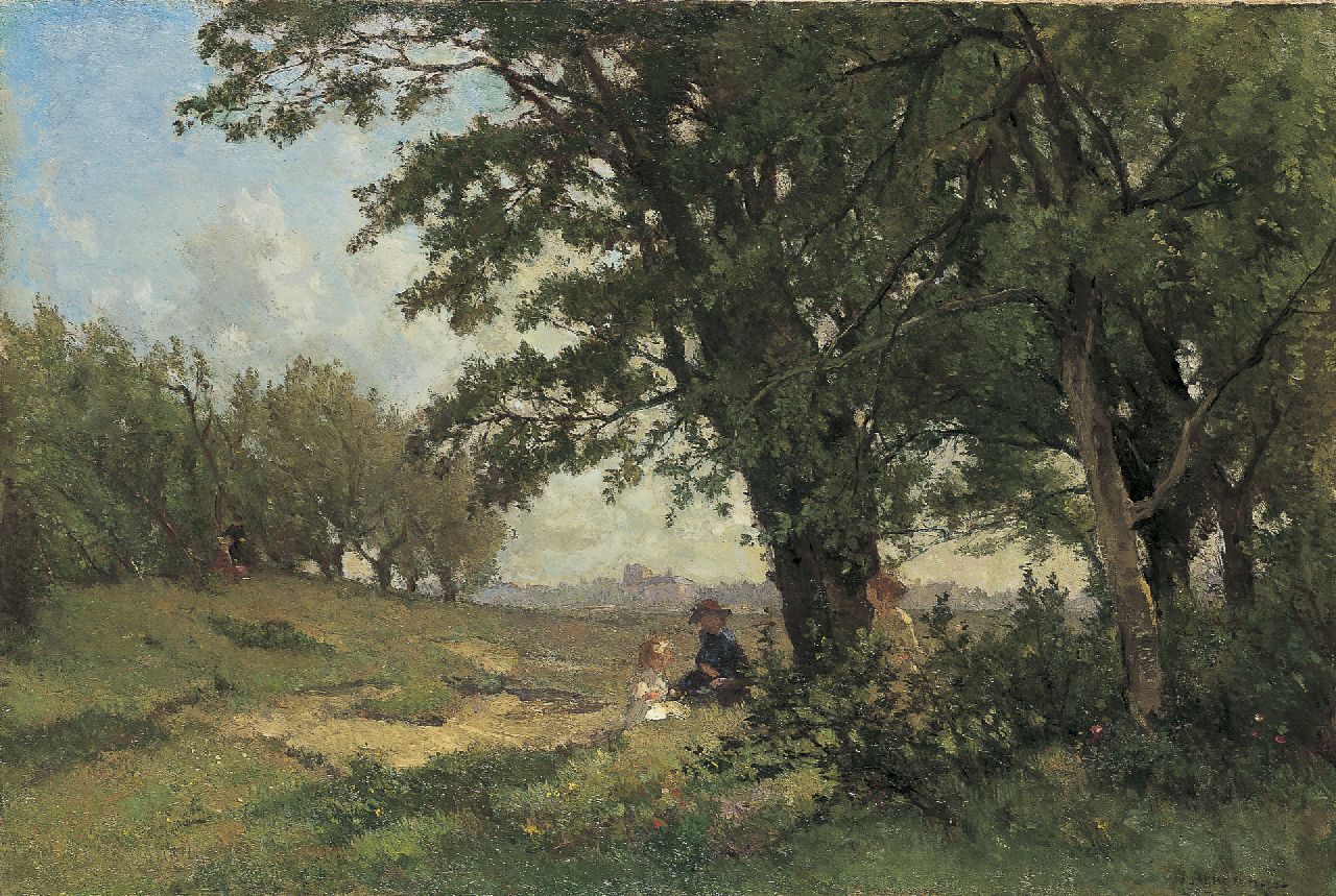 Akkeringa J.E.H.  | 'Johannes Evert' Hendrik Akkeringa, Zomerlandschap, olieverf op doek 49,6 x 73,8 cm, gesigneerd rechtsonder