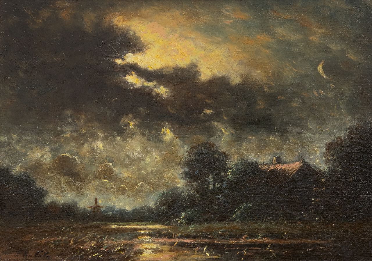 Cate P. ten | Pieter ten Cate | Schilderijen te koop aangeboden | Maanlicht, olieverf op doek 26,3 x 37,2 cm, gesigneerd linksonder Cate P. ten | Pieter ten Cate | Schilderijen te koop aangeboden | Maanlicht, olieverf op doek 26,3 x 37,2 cm, gesigneerd linksonder