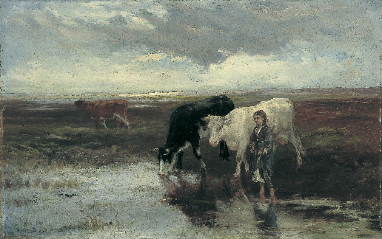 Maris W. | Willem Maris, Morgenstond, olieverf op paneel 41,5 x 66,0 cm, gesigneerd linksonder en gedateerd 1869 Maris W. | Willem Maris, Morgenstond, olieverf op paneel 41,5 x 66,0 cm, gesigneerd linksonder en gedateerd 1869