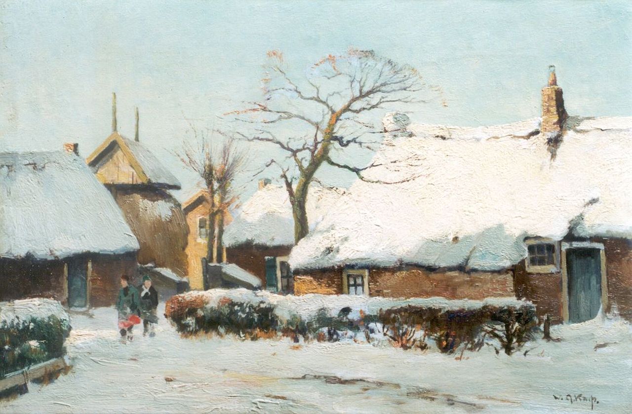 Knip W.A. | 'Willem' Alexander Knip, Goois dorpsbuurtje in de sneeuw, olieverf op doek 38,4 x 58,2 cm, gesigneerd rechtsonder Knip W.A. | 'Willem' Alexander Knip, Goois dorpsbuurtje in de sneeuw, olieverf op doek 38,4 x 58,2 cm, gesigneerd rechtsonder