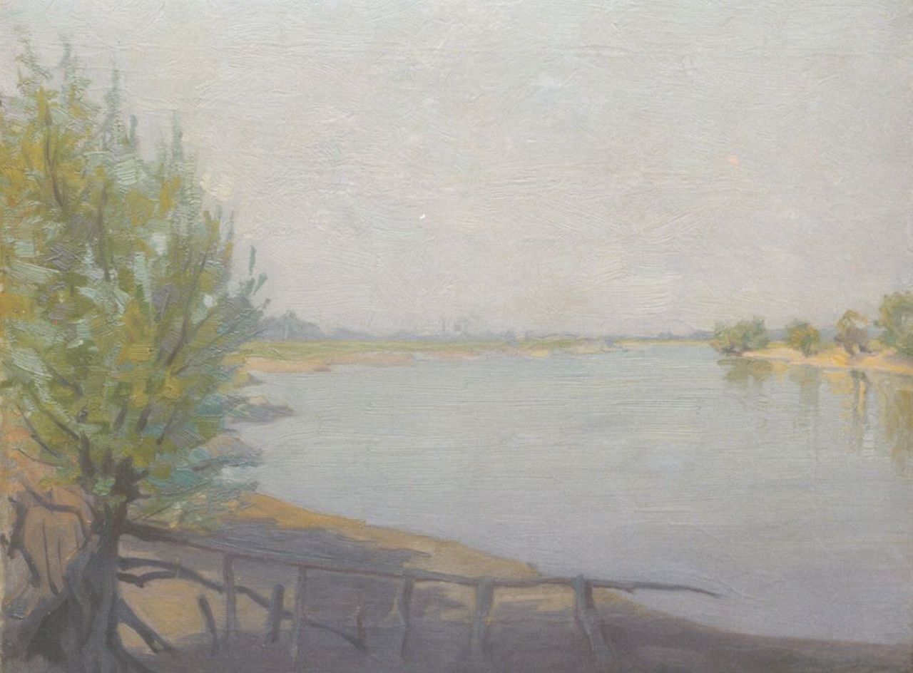 Breman A.J. | Ahazueros Jacobus 'Co' Breman, De IJssel bij Deventer, gezien vanaf De Worp, olieverf op doek 30,2 x 38,5 cm Breman A.J. | Ahazueros Jacobus 'Co' Breman, De IJssel bij Deventer, gezien vanaf De Worp, olieverf op doek 30,2 x 38,5 cm