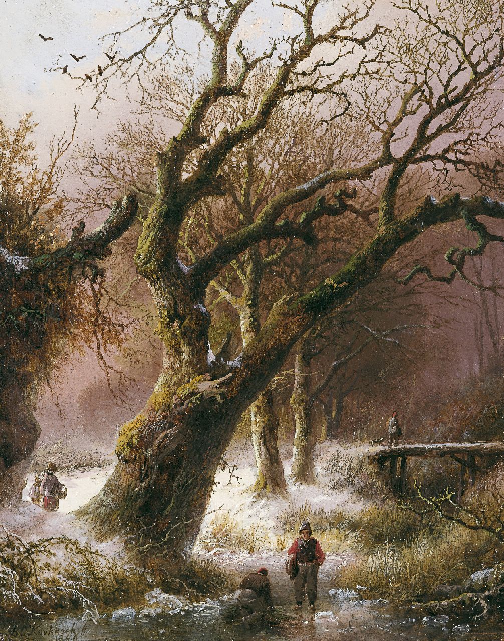 Koekkoek B.C. | Barend Cornelis Koekkoek, Winters bosgezicht met bevroren beek, olieverf op paneel 17,9 x 14,3 cm, gesigneerd linksonder en gedateerd 1846 Koekkoek B.C. | Barend Cornelis Koekkoek, Winters bosgezicht met bevroren beek, olieverf op paneel 17,9 x 14,3 cm, gesigneerd linksonder en gedateerd 1846