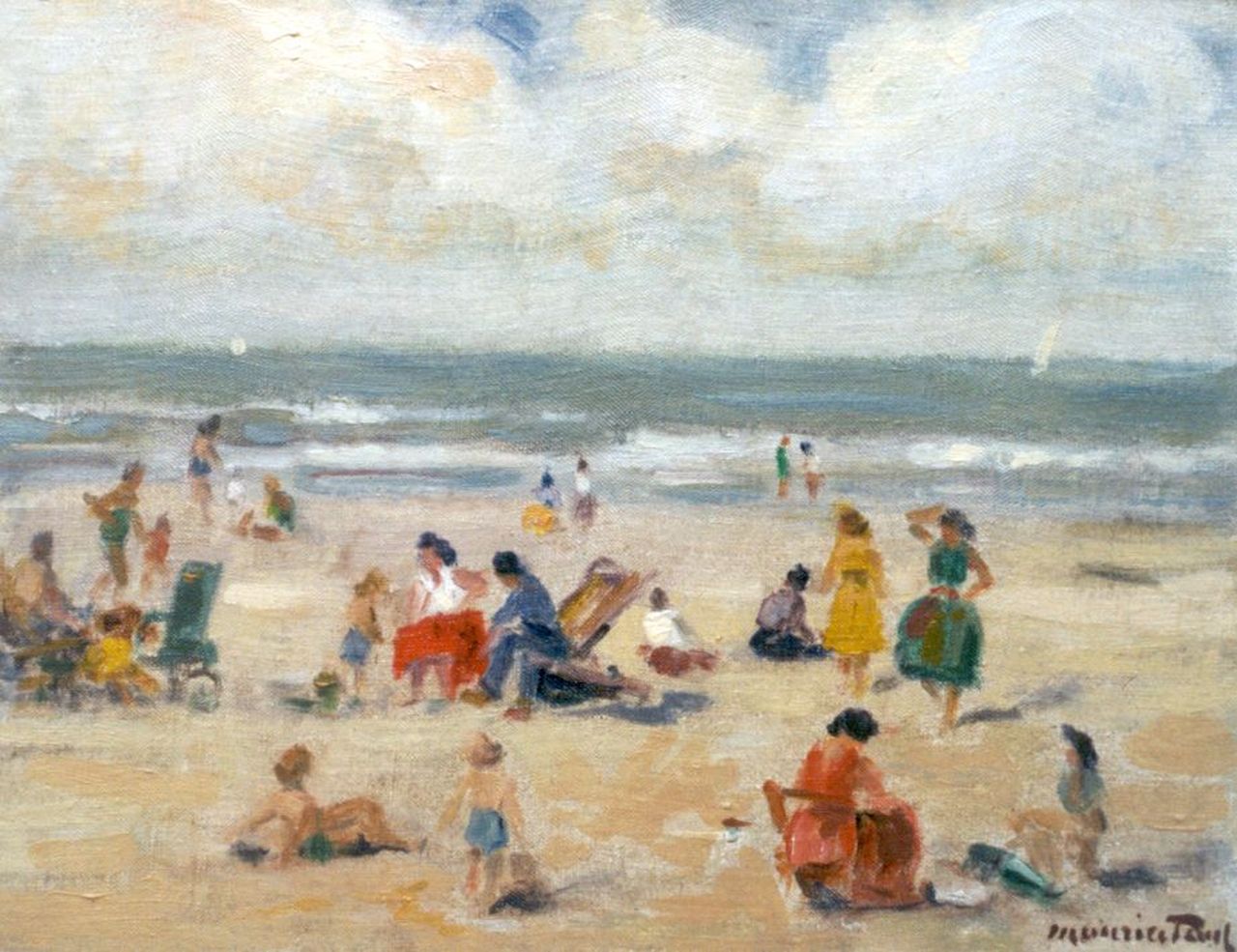 Paul M. | Maurice Paul, Strandvermaak, olieverf op doek 28,1 x 35,8 cm, gesigneerd rechtsonder Paul M. | Maurice Paul, Strandvermaak, olieverf op doek 28,1 x 35,8 cm, gesigneerd rechtsonder