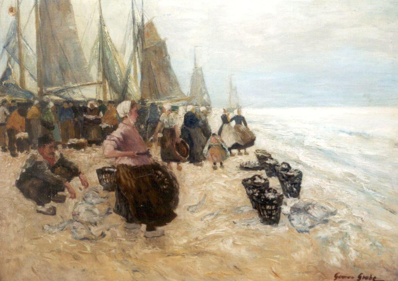 Grobe P.G. | Philipp 'German' Grobe, Wachtend op de terugkeer van de vloot, olieverf op doek 61,0 x 81,0 cm, gesigneerd rechtsonder Grobe P.G. | Philipp 'German' Grobe, Wachtend op de terugkeer van de vloot, olieverf op doek 61,0 x 81,0 cm, gesigneerd rechtsonder