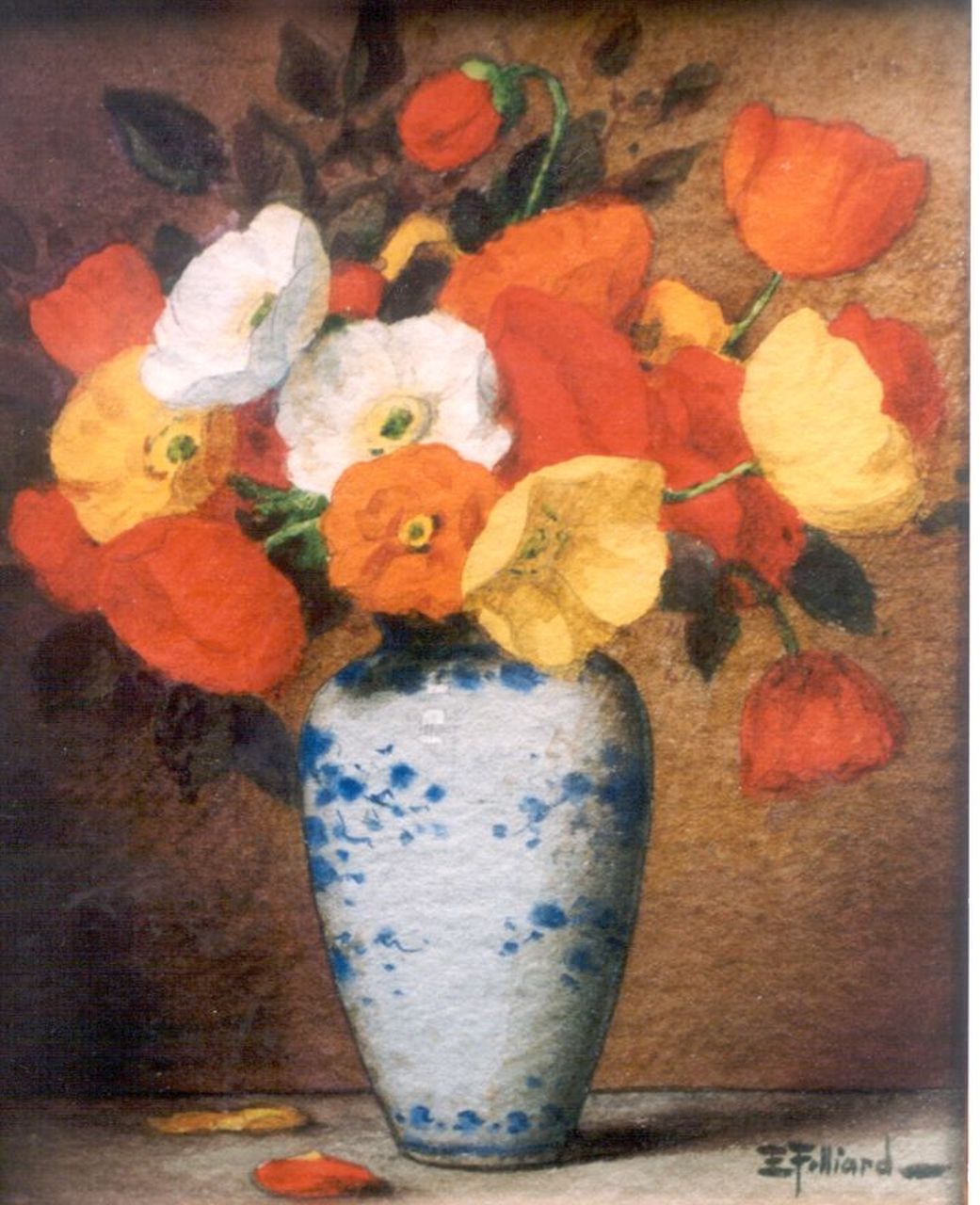 Filliard E.  | Ernest Filliard, Papavers, aquarel op papier 16,0 x 13,0 cm, gesigneerd rechtsonder