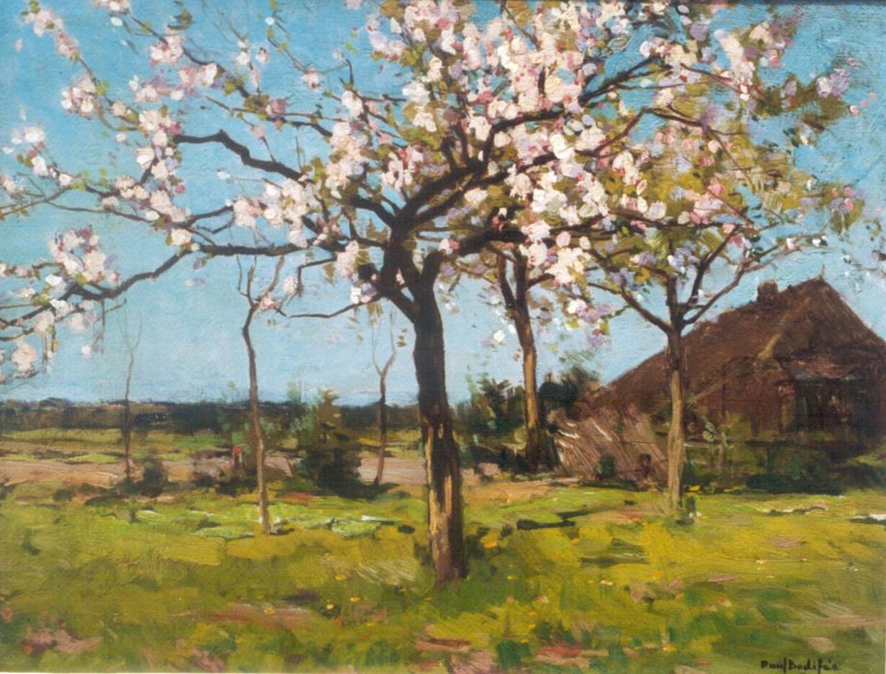 Bodifée J.P.P.  | Johannes Petrus Paulus 'Paul' Bodifée, Bloesembomen in het voorjaar, olieverf op doek 32,1 x 42,1 cm, gesigneerd rechtsonder