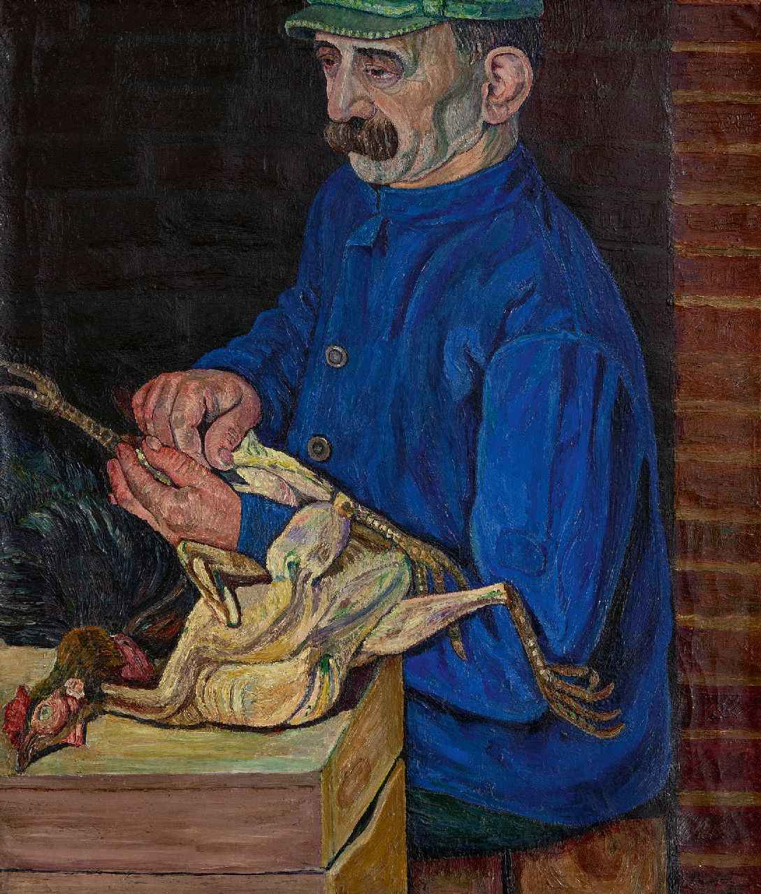 Meurs H.H.  | 'Harmen' Hermanus Meurs, Het plukken van de kip, olieverf op doek 70,0 x 60,7 cm, verso gedateerd 1932, zonder lijst