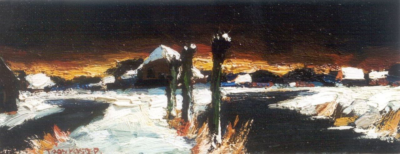Koster A.H. | Anthonius Henricus 'Toon' Koster, Nieuwkoop in de winter, olieverf op paneel 11,0 x 29,0 cm, gesigneerd linksonder Koster A.H. | Anthonius Henricus 'Toon' Koster, Nieuwkoop in de winter, olieverf op paneel 11,0 x 29,0 cm, gesigneerd linksonder