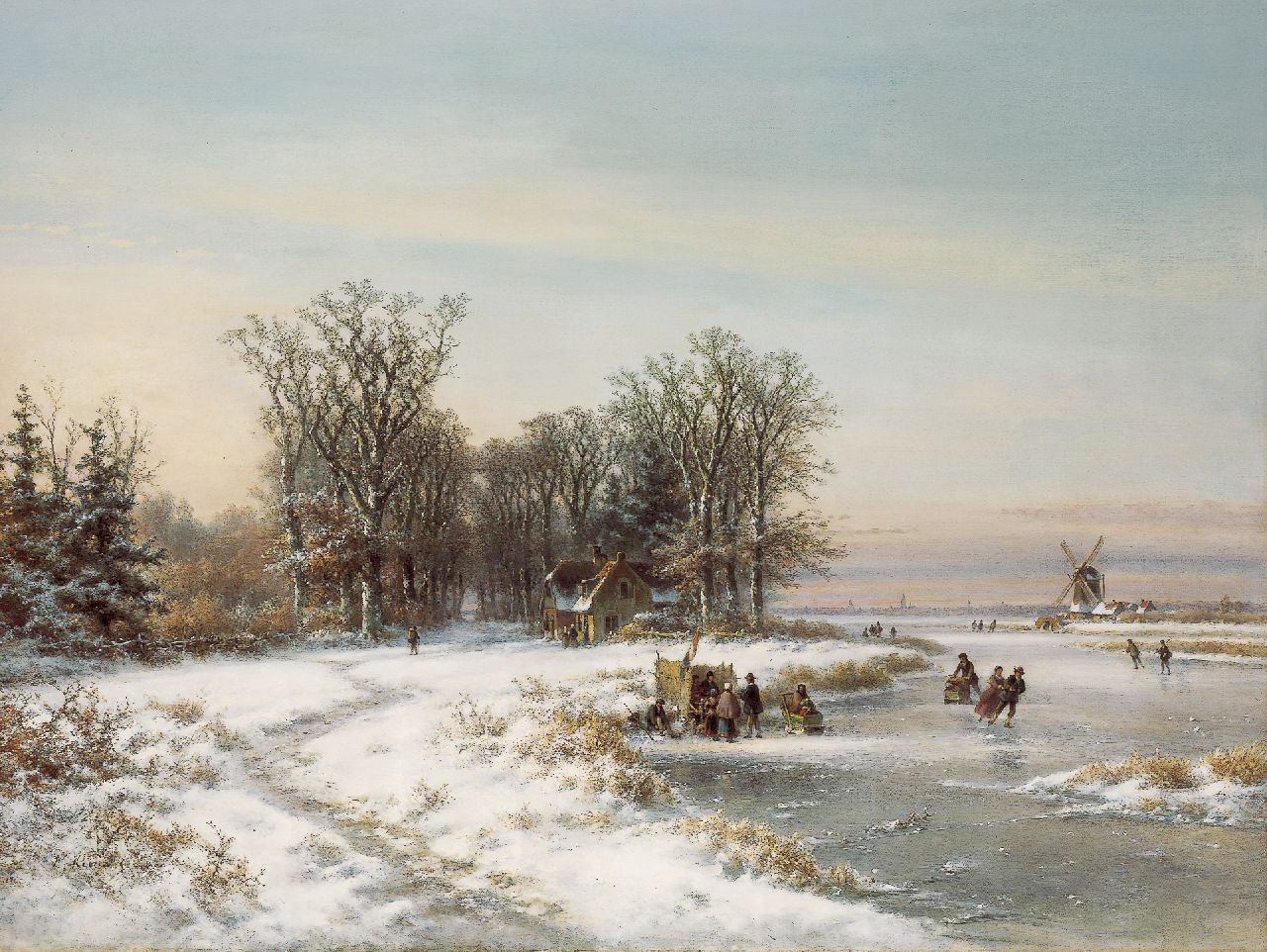 Kleijn L.J. | Lodewijk Johannes Kleijn, Schaatsplezier aan de bosrand, olieverf op doek 90,1 x 120,1 cm, gesigneerd linksonder Kleijn L.J. | Lodewijk Johannes Kleijn, Schaatsplezier aan de bosrand, olieverf op doek 90,1 x 120,1 cm, gesigneerd linksonder