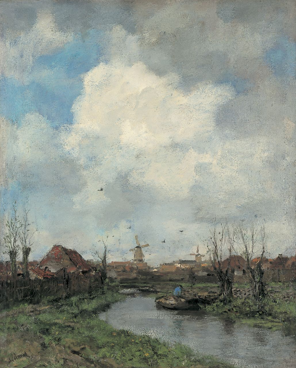 Maris J.H. | Jacobus Hendricus 'Jacob' Maris, Landschap in de omgeving van Den Haag, olieverf op doek 99,2 x 80,2 cm, gesigneerd linksonder en te dateren ca. 1891 Maris J.H. | Jacobus Hendricus 'Jacob' Maris, Landschap in de omgeving van Den Haag, olieverf op doek 99,2 x 80,2 cm, gesigneerd linksonder en te dateren ca. 1891