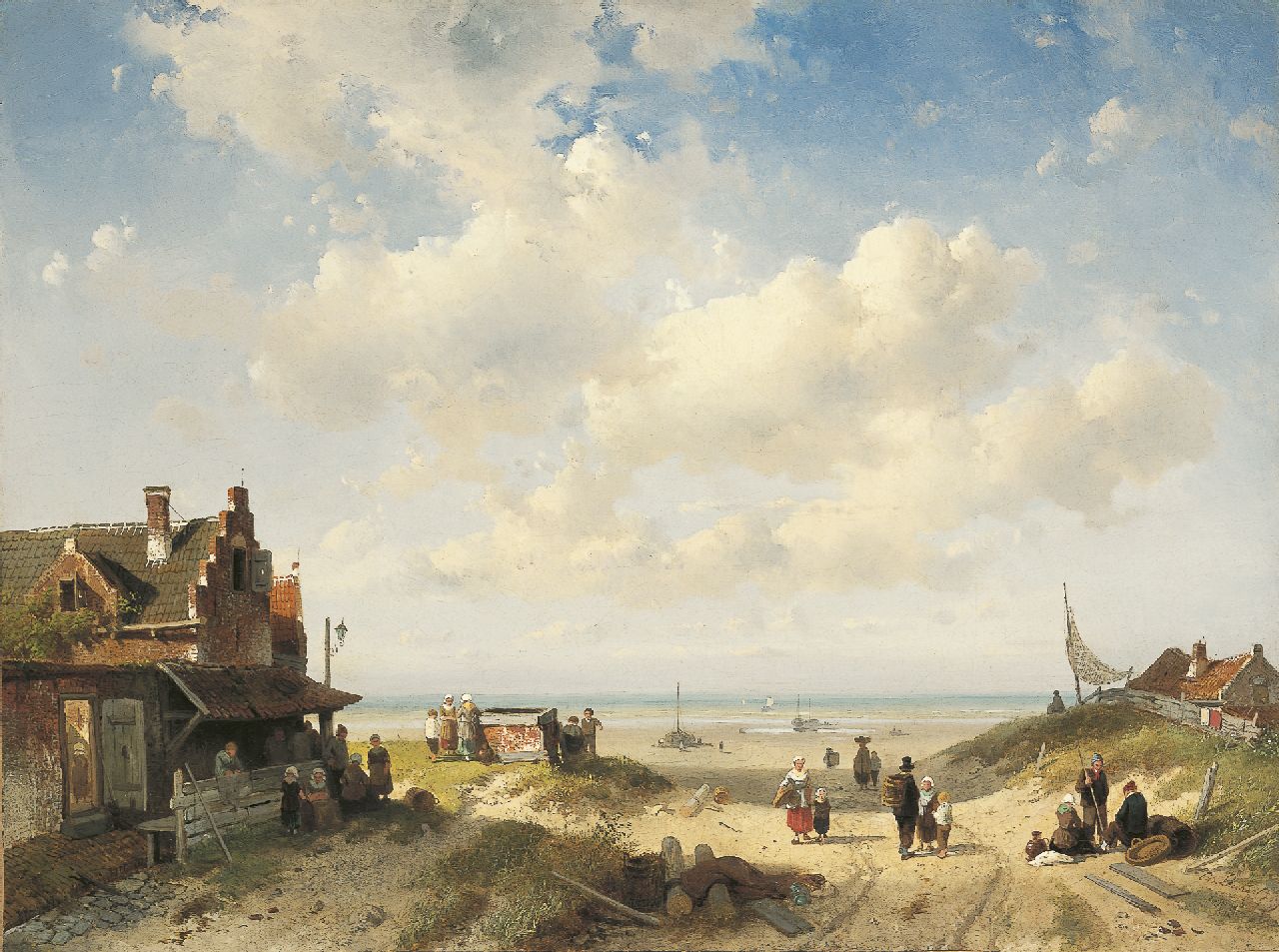 Leickert C.H.J. | 'Charles' Henri Joseph Leickert, Schevenings vissersvolk in de duinen, olieverf op doek 45,8 x 61,4 cm, gesigneerd rechtsonder en onduidelijk gedateerd (?)9 Leickert C.H.J. | 'Charles' Henri Joseph Leickert, Schevenings vissersvolk in de duinen, olieverf op doek 45,8 x 61,4 cm, gesigneerd rechtsonder en onduidelijk gedateerd (?)9