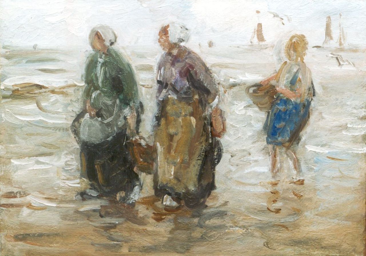 Zoetelief Tromp J. | Johannes 'Jan' Zoetelief Tromp, Vissersvrouwen langs de zee, olieverf op doek 25,0 x 35,5 cm Zoetelief Tromp J. | Johannes 'Jan' Zoetelief Tromp, Vissersvrouwen langs de zee, olieverf op doek 25,0 x 35,5 cm