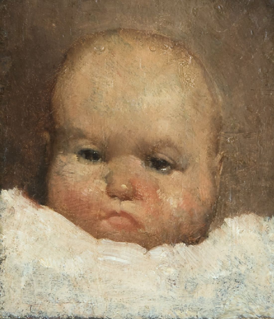 Berg W.H. van den | 'Willem' Hendrik van den Berg | Schilderijen te koop aangeboden | Babyportretje, olieverf op paneel 10,3 x 9,2 cm Berg W.H. van den | 'Willem' Hendrik van den Berg | Schilderijen te koop aangeboden | Babyportretje, olieverf op paneel 10,3 x 9,2 cm