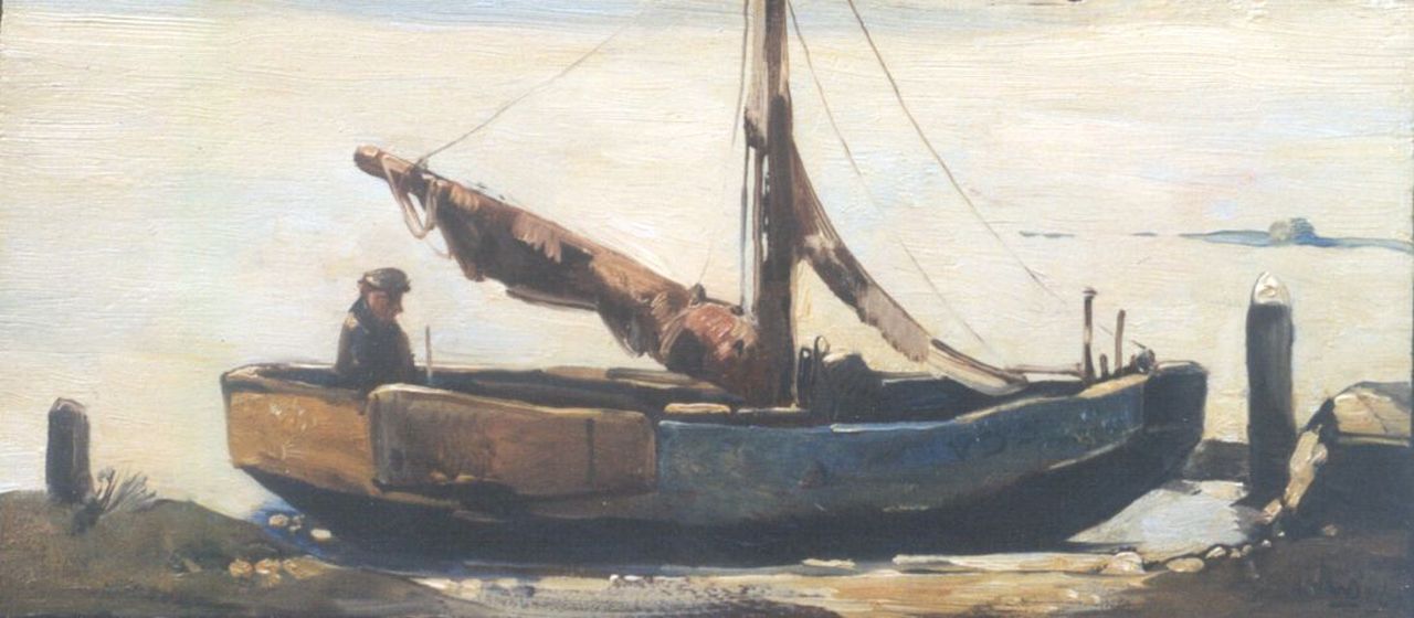 Berg W.H. van den | 'Willem' Hendrik van den Berg, Volendammer vissersschuit, olieverf op paneel 12,7 x 27,8 cm, gesigneerd rechtsonder met monogram en gedateerd 1967 Berg W.H. van den | 'Willem' Hendrik van den Berg, Volendammer vissersschuit, olieverf op paneel 12,7 x 27,8 cm, gesigneerd rechtsonder met monogram en gedateerd 1967