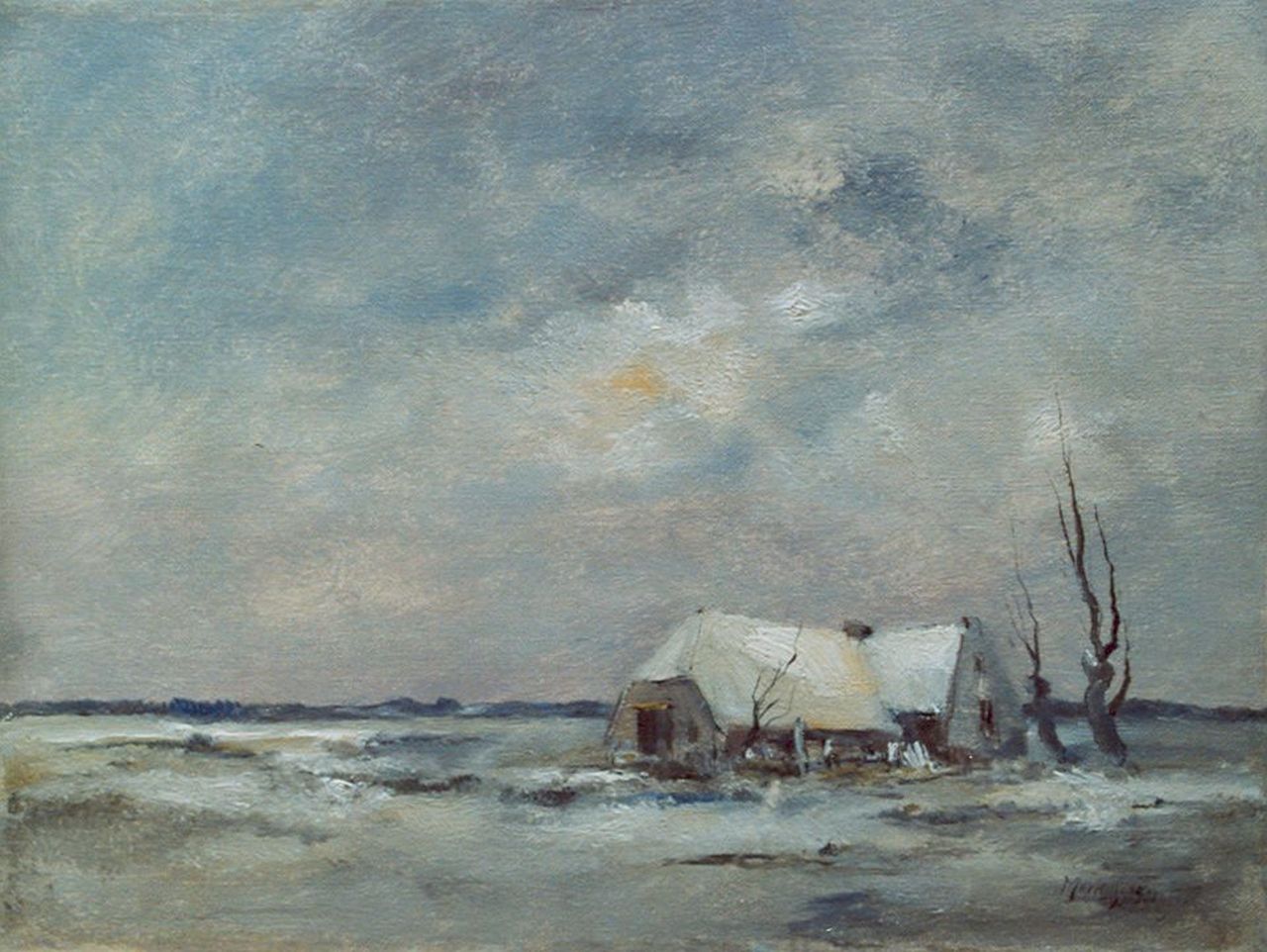 Markus A. | Antoon Markus, Boerderij in de winter, olieverf op doek 30,5 x 40,3 cm, gesigneerd rechtsonder en gedateerd 1931 Markus A. | Antoon Markus, Boerderij in de winter, olieverf op doek 30,5 x 40,3 cm, gesigneerd rechtsonder en gedateerd 1931