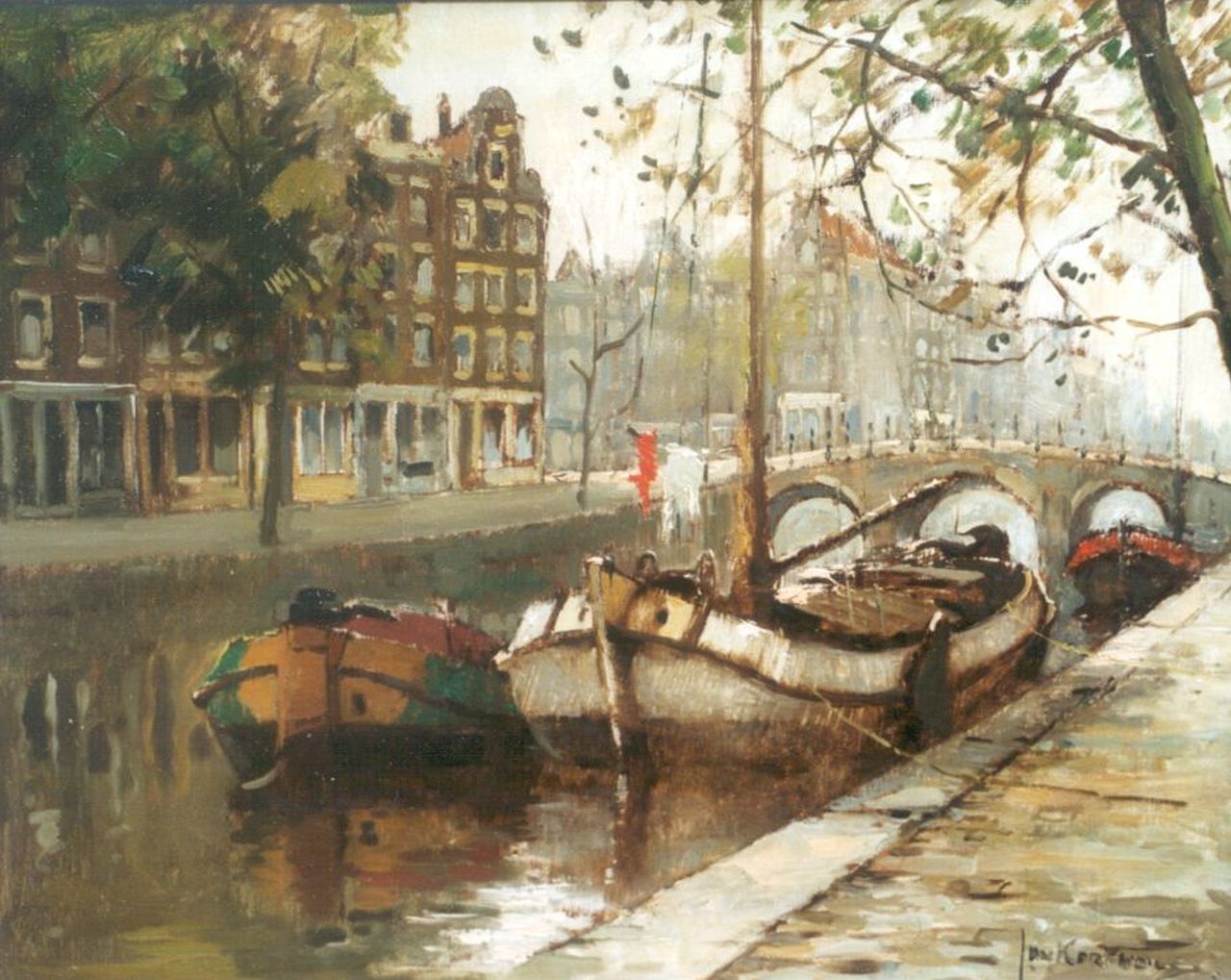 Korthals J. | Johannes 'Jan' Korthals, Amsterdams stadsgezicht, olieverf op doek 40,3 x 49,9 cm, gesigneerd rechtsonder Korthals J. | Johannes 'Jan' Korthals, Amsterdams stadsgezicht, olieverf op doek 40,3 x 49,9 cm, gesigneerd rechtsonder
