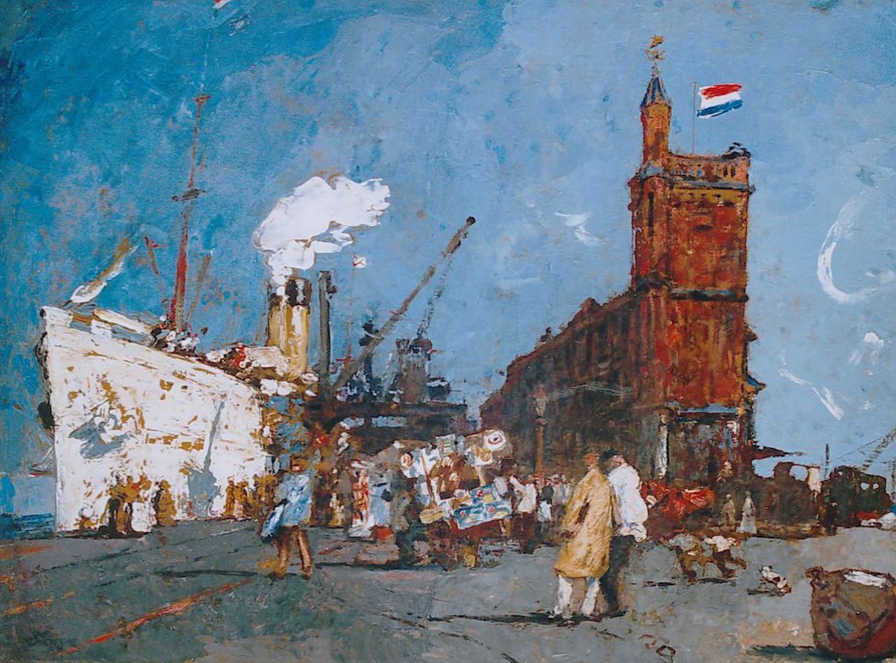 Monnickendam M. | Martin Monnickendam, Oceaanstomer aan de kade, Amsterdam, olieverf op doek 45,6 x 60,6 cm, gesigneerd linksonder en gedateerd 1916 Monnickendam M. | Martin Monnickendam, Oceaanstomer aan de kade, Amsterdam, olieverf op doek 45,6 x 60,6 cm, gesigneerd linksonder en gedateerd 1916