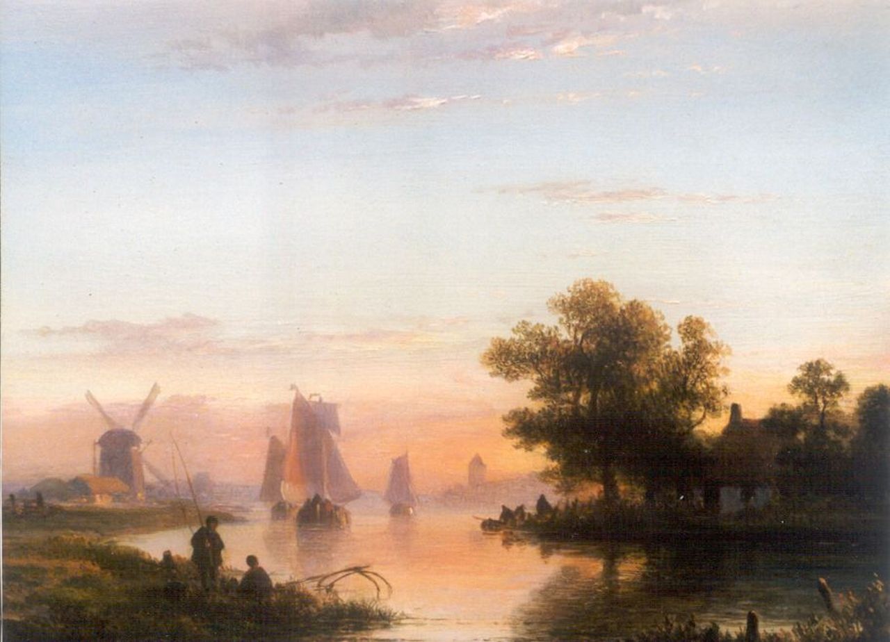 Kleijn L.J.  | Lodewijk Johannes Kleijn, Riviergezicht, olieverf op paneel 19,7 x 25,1 cm, gesigneerd linksonder