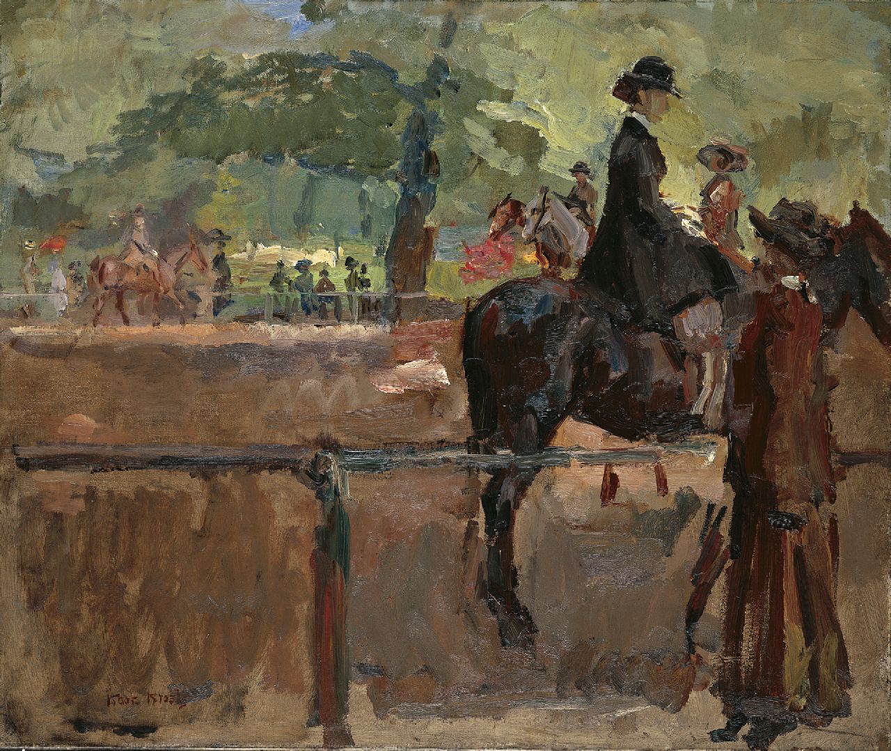 Israels I.L.  | 'Isaac' Lazarus Israels, Amazone in Hyde Park, Londen, olieverf op doek 63,8 x 76,2 cm, gesigneerd linksonder en te dateren ca. 1913-1914